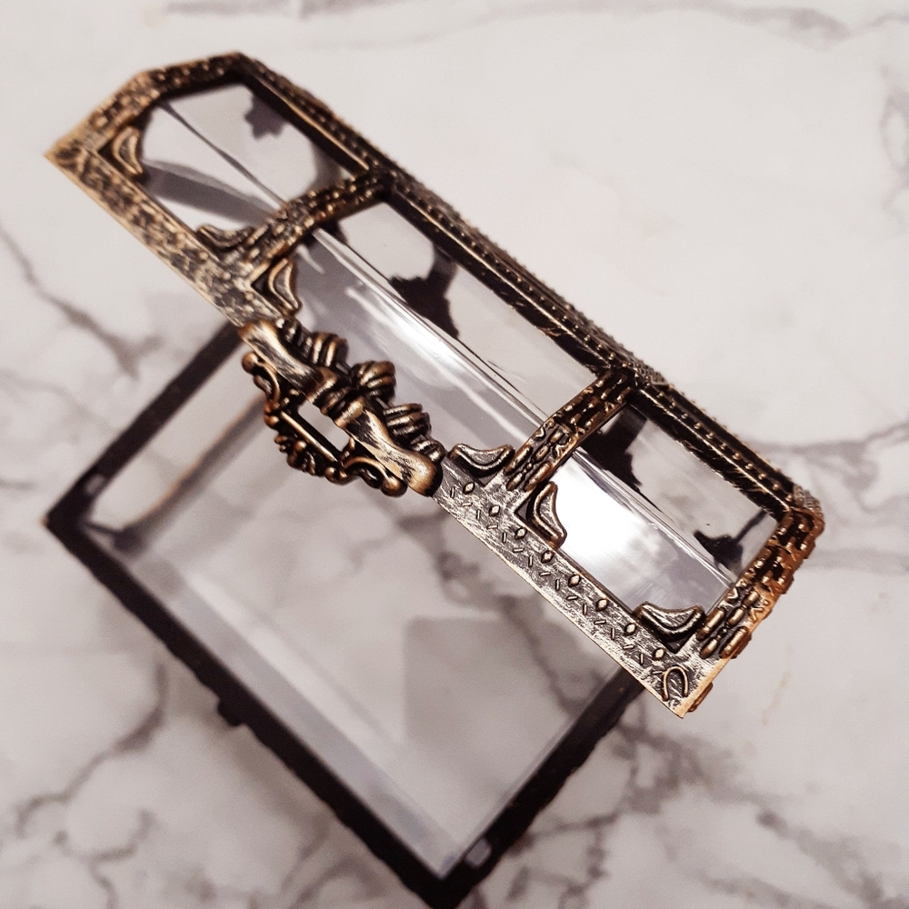 Pirate small vintage-like jewelry trinket transparent treasure box (brand new) - Picture 5 of 8